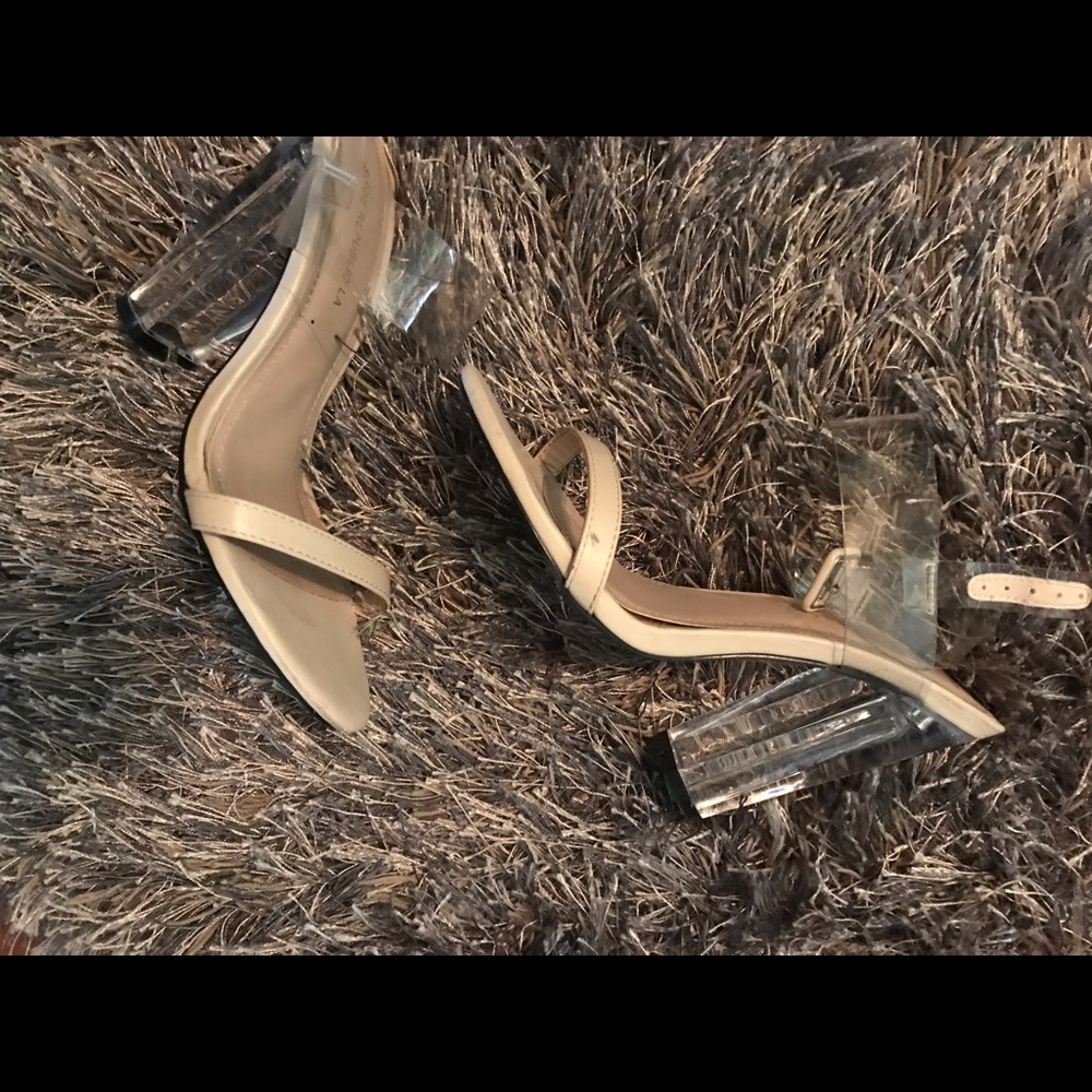 Clear ankle strap heel nude